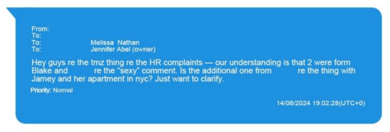 Email Screenshot: A leaked email from Justin Baldoni to Colleen Hoover where he writes, "There really are no bad guys," referring to It Ends With Us's abusive character, Ryle. Interview Quote: A highlighted excerpt where Baldoni expresses his desire to make Ryle "more likable" and describes the story as "true love." Set Reports: A news article screenshot detailing how Baldoni ignored Blake Lively’s input, focused only on Ryle’s perspective, and was "borderline abusive" on set. Editor’s Comments: A highlighted interview where editor Oona Flaherty reveals Baldoni wanted the audience to "see the violence in Ryle’s eyes" rather than Lily’s fear. PR & Social Media Distancing: Screenshots showing how Blake Lively & Colleen Hoover unfollowed Baldoni, and how he was absent from cast interviews.
