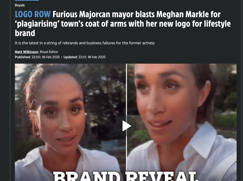 An image of Meghan Markle in a white shirt, announcing her new brand "As Ever" in an Instagram video.