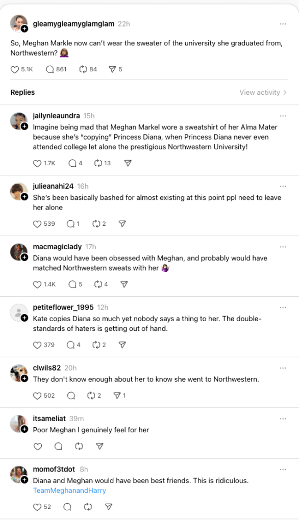 The analysis examines the major themes emerging from the comments, including:

Accusations of racial bias in how Meghan is criticized
Denials of racial motivation from her critics
Perceptions of relentless and petty criticism targeted at Meghan
Cultural differences between US and UK in understanding university pride
The role of British tabloid media in shaping narratives
Counterfactual arguments about how Diana would have related to Meghan
Perceived double standards in how different royals are judged
Connections to the Jason Knauf interview and broader narratives

The analysis also explores the dynamics of the comment section itself, including echo chambers, parasocial relationships, and patterns of projection and assumption. It concludes by examining the broader societal implications of these discussions, including issues of race, gender, power, media literacy, and cultural differences.